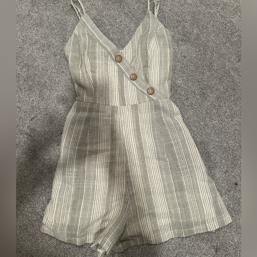 Gray Button Romper